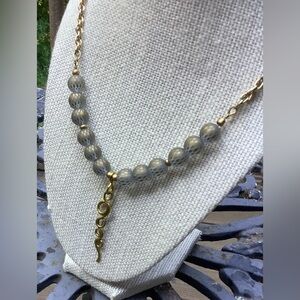 Handmade Gold Tone Glass Bead Artisan Necklace